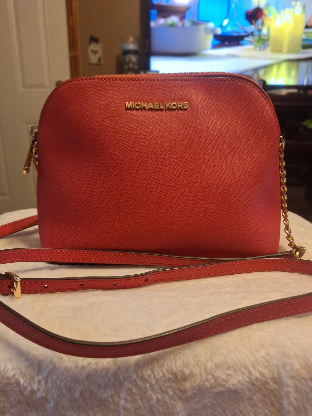 Michael Kors Red Saffiano Leather Crossbody Bag